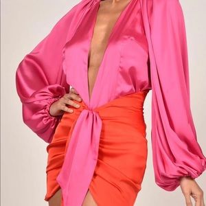 Balloon Sleeve silk dress